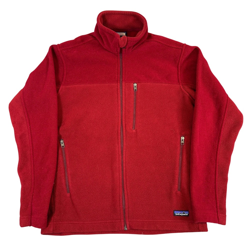 Vintage Patagonia Mens Full Zip Fleece Jacket Red Mock Neck Pocket 25470 Med